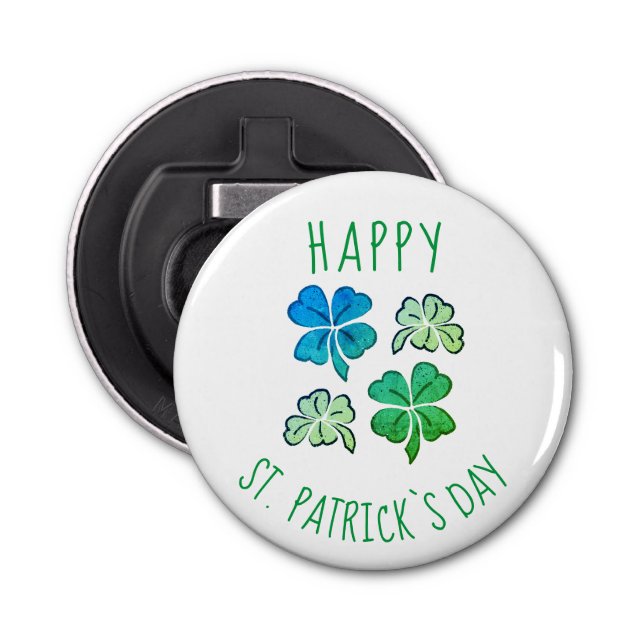 Lucky Shamrock Clover Happy St. Patrick`s day  Bottle Opener (Front)