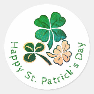 Lucky Shamrock Clover Happy St. Patrick`s day  Classic Round Sticker