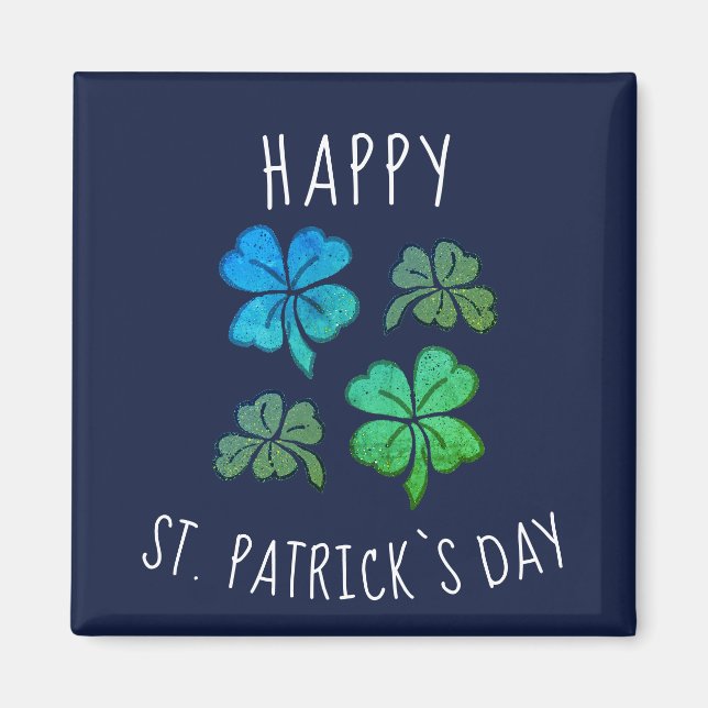 Lucky Shamrock Clover Happy St. Patrick`s day Magnet (Front)