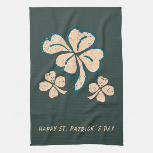 Lucky Shamrock Clover Happy St. Patrick`s Day Tea Towel