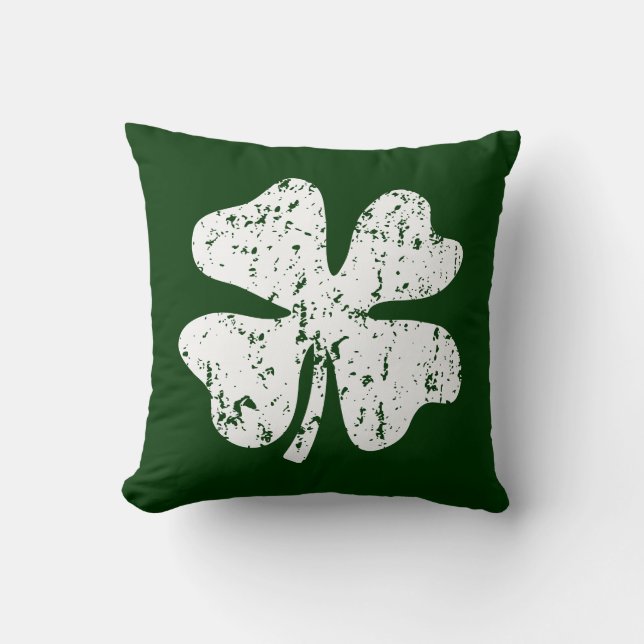 Lucky shamrock clover St Patricks Day throw pillow (Front)