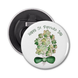Lucky Shamrock Clover Watercolor Art Bottle Opener
