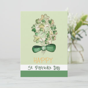 Lucky Shamrock Clover Watercolor Art Holiday Card