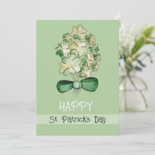Lucky Shamrock Clover Watercolor Art Holiday Card