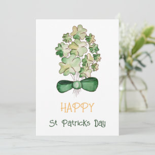 Lucky Shamrock Clover Watercolor Art Holiday Card