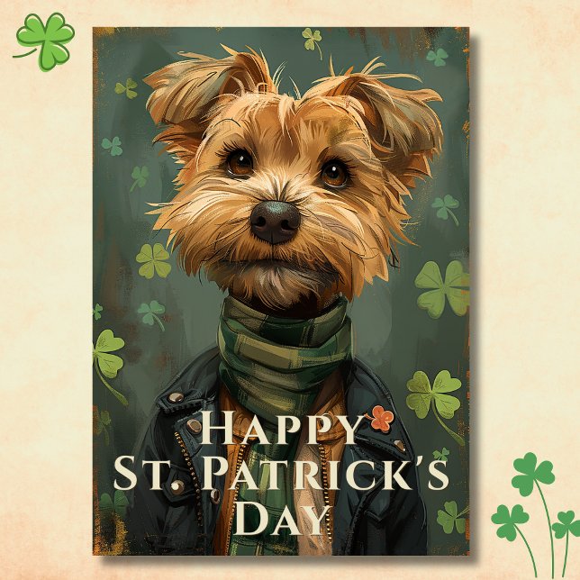 Lucky Shamrock Dog St. Patrick’s Day Card (Front - Lucky Shamrock Dog St. Patrick’s Day Card)