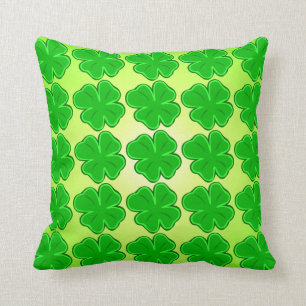 Lucky Shamrock Four Leaf Clover Throw Pillow