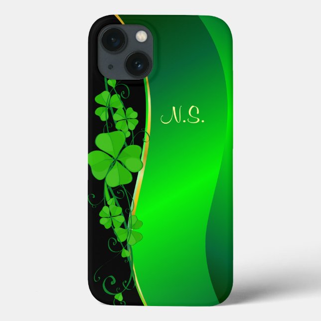Lucky Shamrock gold  faux glitter wave Case-Mate iPhone Case (Back)