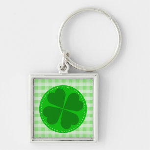 Lucky Shamrock Green Chequered Key Ring