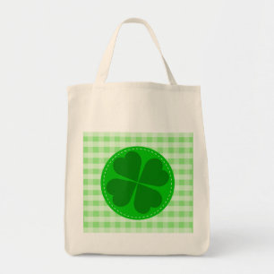 Lucky Shamrock Green Chequered Tote Bag