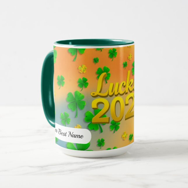 Lucky Shamrock Green Mug (Front Left)