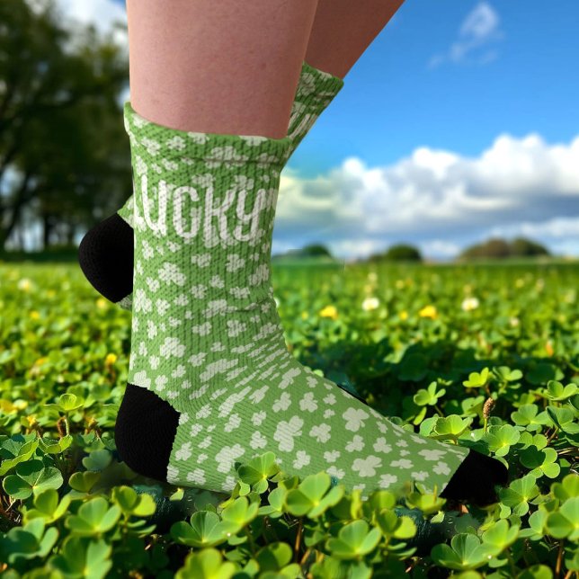 Lucky Shamrock Green Personalised Mens Socks (When you need a little bit more luck - wear these socks!)