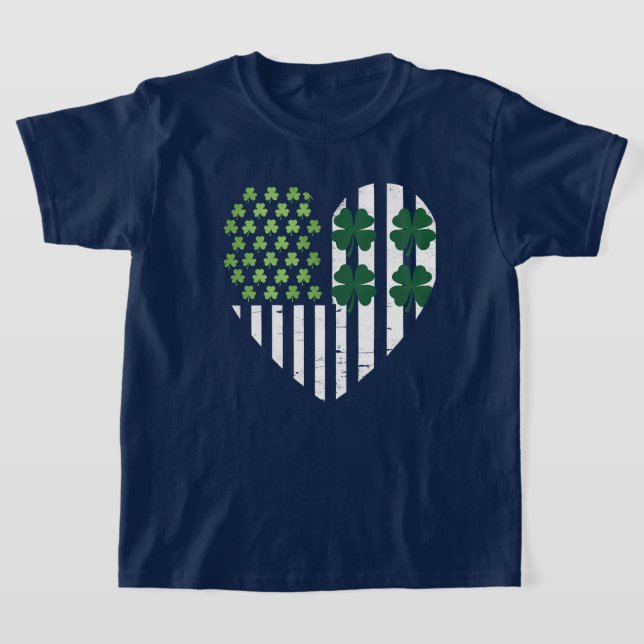 Lucky Shamrock Heart St. Patrick's Day Irish Pride T-Shirt (Laydown)