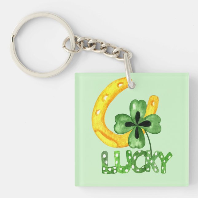 Lucky Shamrock & Horseshoe Key Ring (Front)