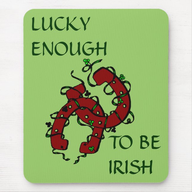 Lucky Shamrock Horseshoes Mouse Pad (Front)