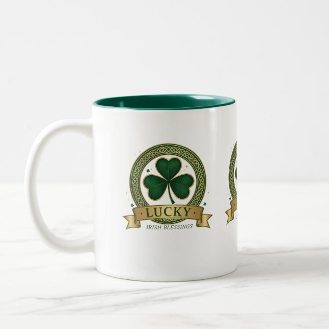 Lucky Shamrock Irish Clover St Patricks Mug Design (Left)