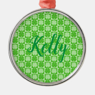 Lucky Shamrock, Kelly, Personalize Metal Tree Decoration