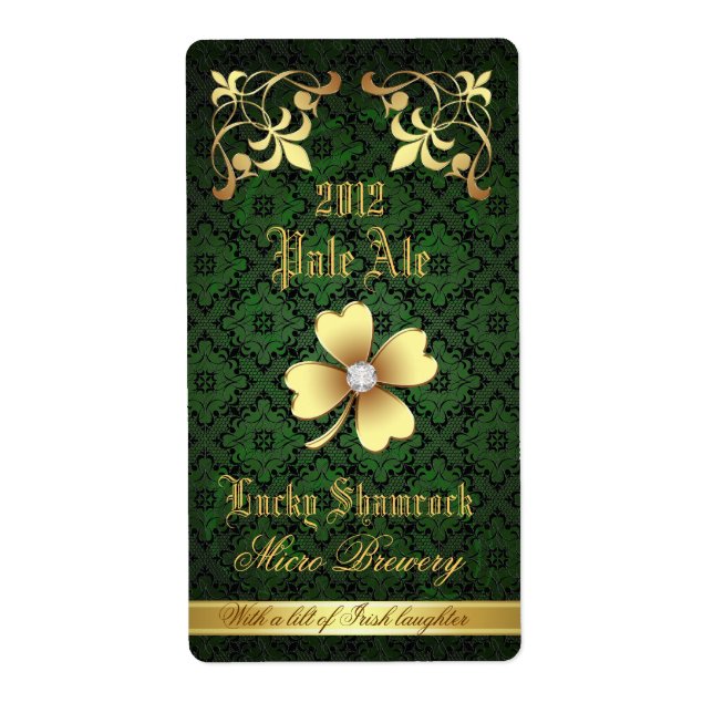 Lucky Shamrock Lace Gold Beer Label (Front)