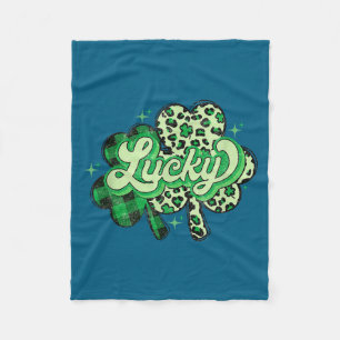 Lucky Shamrock Leopard,checkered Patricks Day Funn Fleece Blanket