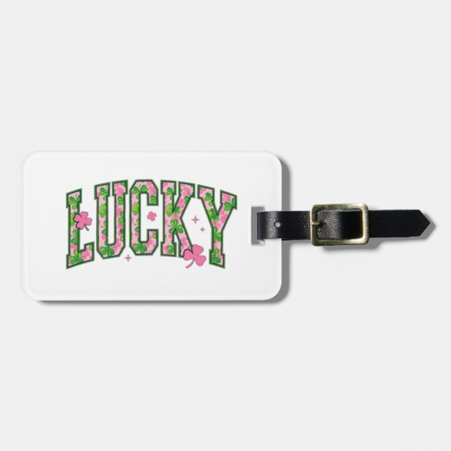 Lucky Shamrock Lettering Design Luggage Tag (Front Horizontal)