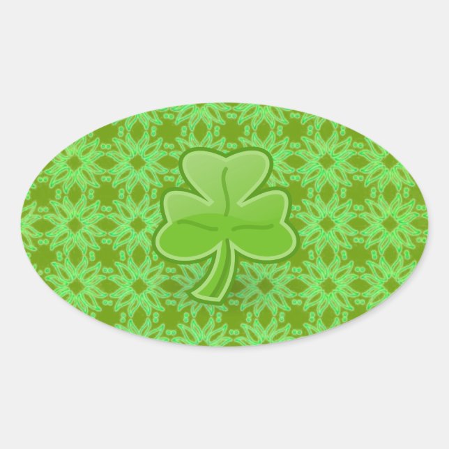 Lucky Shamrock Oval Sticker (Front)