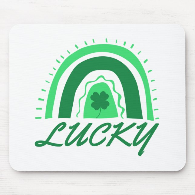 Lucky Shamrock Rainbow Mouse Mat (Front)