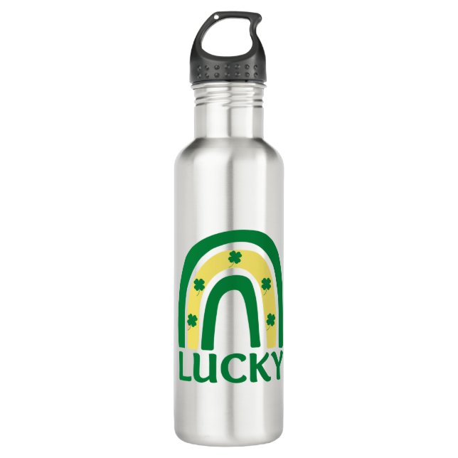 Lucky Shamrock Rainbow St Patricks 710 Ml Water Bottle (Front)