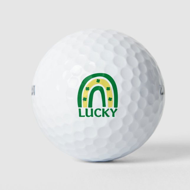 Lucky Shamrock Rainbow St Patricks Golf Balls (Front)