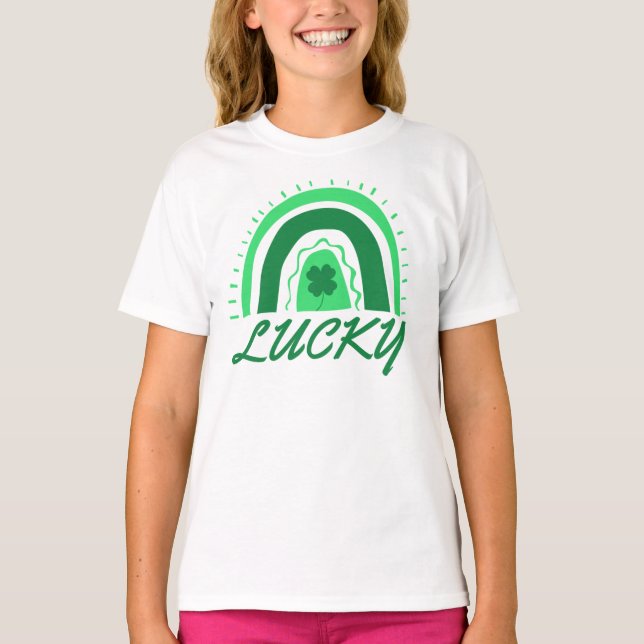 Lucky Shamrock Rainbow St Patrick's T-Shirt (Front)