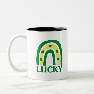 Lucky Shamrock Rainbow St Patricks Two-Tone Coffee Mug