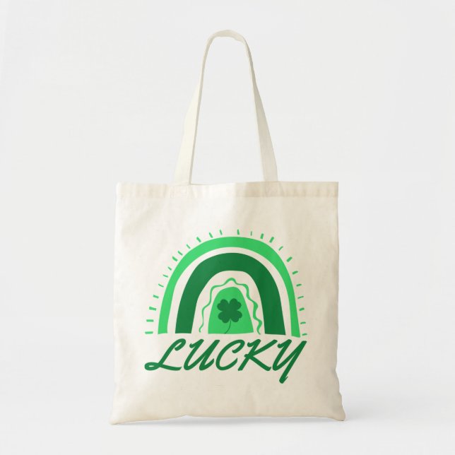 Lucky Shamrock Rainbow Tote Bag (Front)