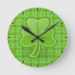 Lucky Shamrock Round Clock