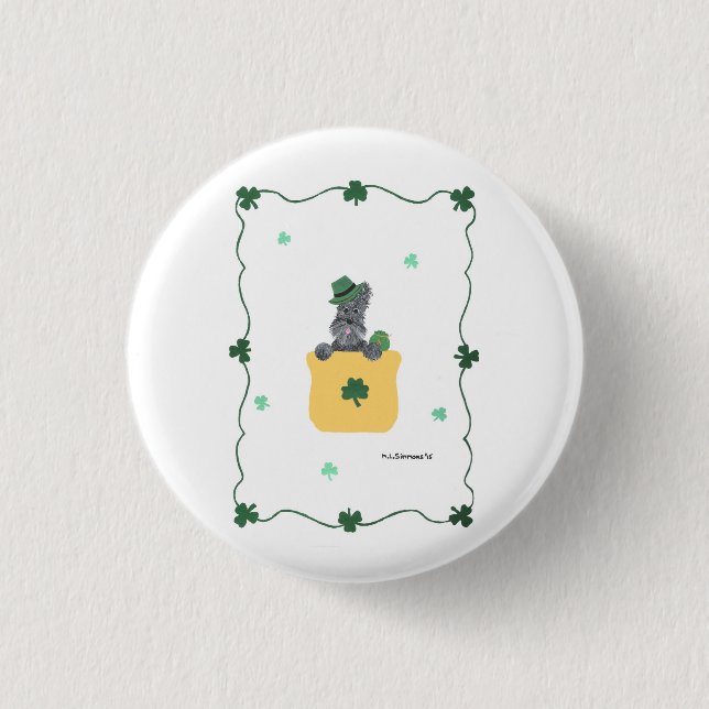 Lucky Shamrock Scottie 3 Cm Round Badge (Front)