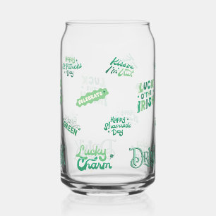 Lucky Shamrock St. Patrick’s Day Pattern Can Glass
