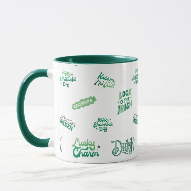 Lucky Shamrock St. Patrick’s Day Pattern  Mug (Left)