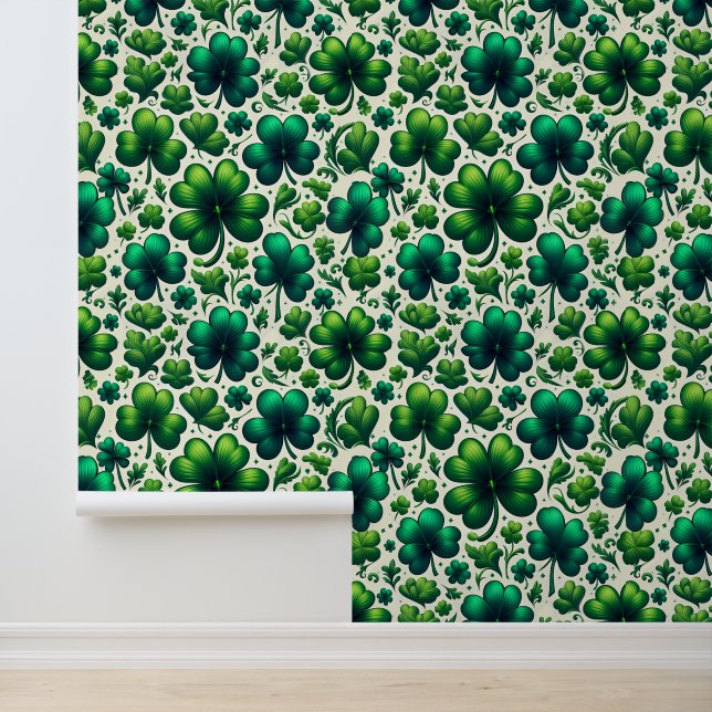 Lucky Shamrock St. Patrick’s Day Pattern Wallpaper (Application)