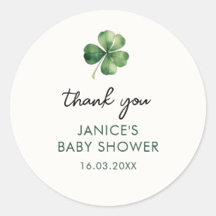 Lucky Shamrock St. Patrick's Day Baby Shower Classic Round Sticker