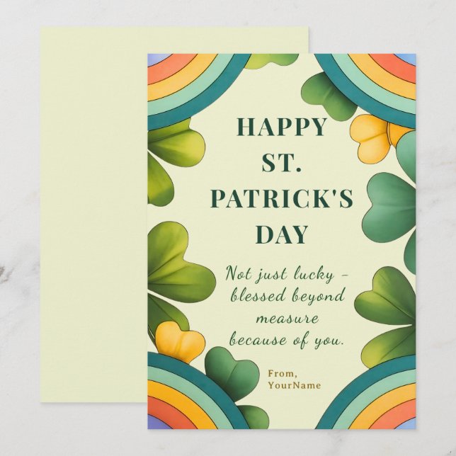 Lucky Shamrock St. Patrick's Day Greeting Card (Front/Back)