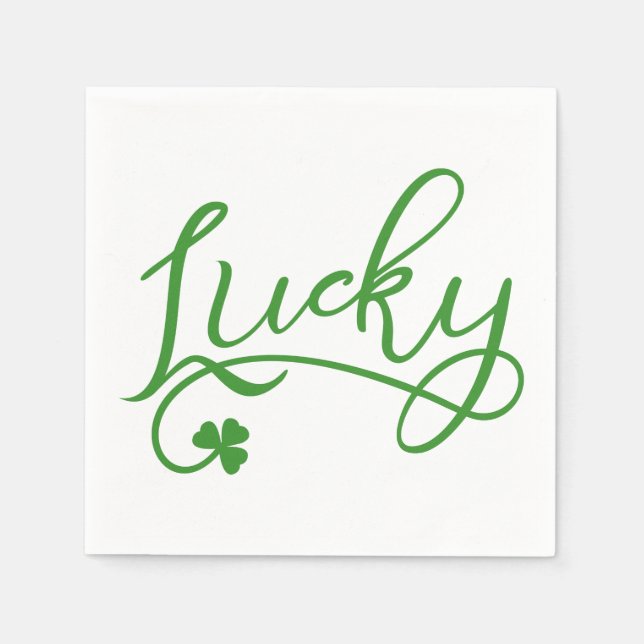 Lucky Shamrock St Patricks Day Party Napkin (Front)