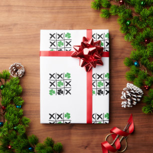 Lucky Shamrock Tic-Tac-Toe Funny Gifts Wrapping Paper