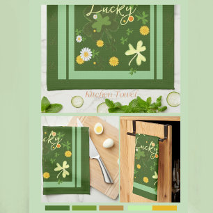 Lucky Shamrock with Daises Tea Towel