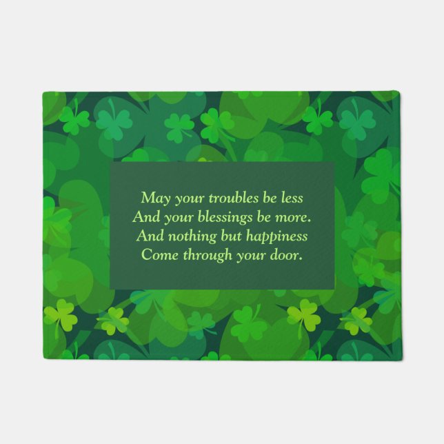 Lucky Shamrocks - Clovers All Over Doormat (Front)