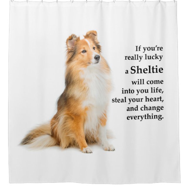Lucky Sheltie Shower Curtain (Front)