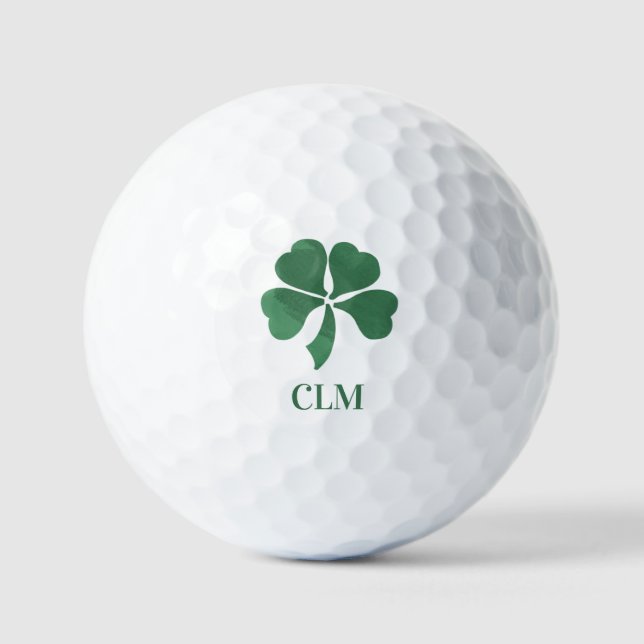 Lucky Shot Monogrammed Irish Four Leaf Clovers Golf Balls (Front)