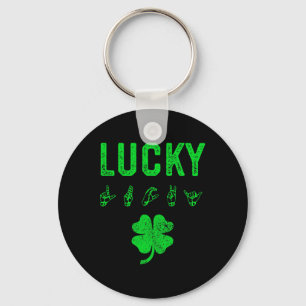 LUCKY Sign Language Deaf Awareness St Patricks Day Key Ring