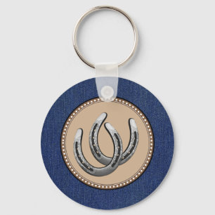 Lucky Silver Horseshoes Western style Key Ring