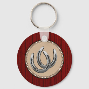 Lucky Silver Horseshoes Western Style Key Ring