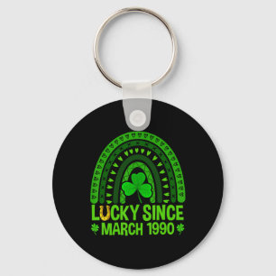 Lucky Since March 1990 Birthday &#; th St Patricks Key Ring