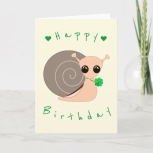 Lucky Snail with Clover Birthday Card