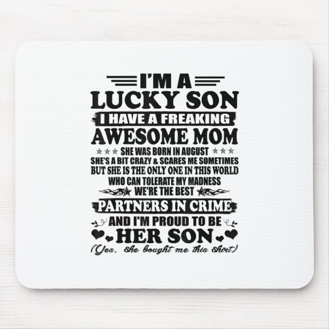 Lucky Son Have A Freaking Awesome Mum Augus Mouse Mat (Front)